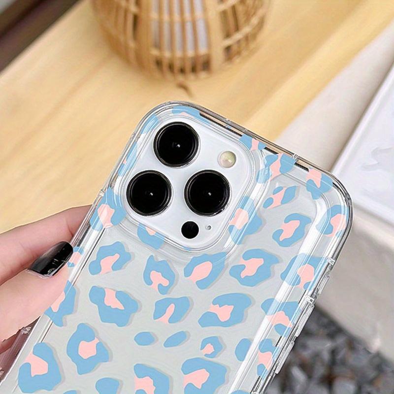 Синий чехол для телефона с принтом леопарда из ТПУ, подходит для iPhone 17 16 15 14 13 12 11 Pro/Max/Plus, противоударный задний чехол
