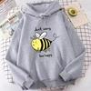Kawaii Bee Graphic Print Hoodie Autumn Winter Casual Hoodie High Qaulity Fabric Selection Breathable Hoodie Cheap Women Clothing