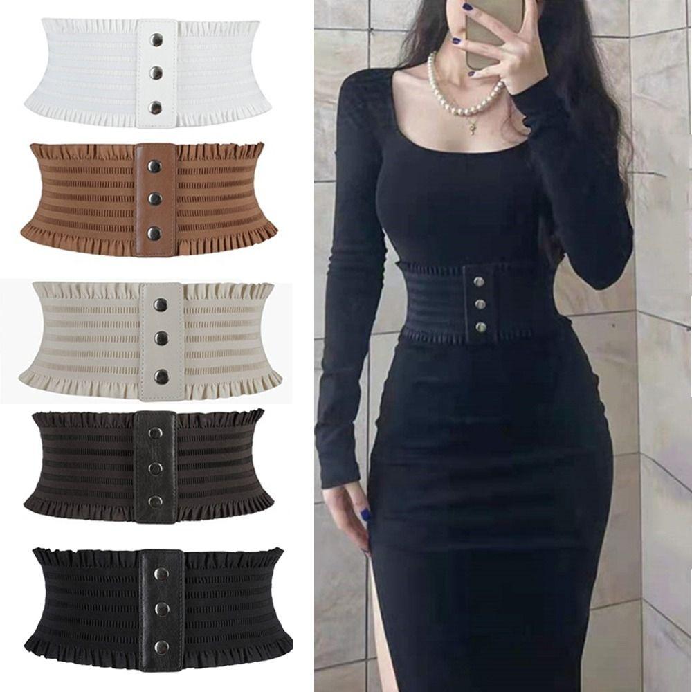 Ladies Cummerbunds Leather Waistband Stretch Cummerbunds Luxury Wide Belts Elastic Corset Band