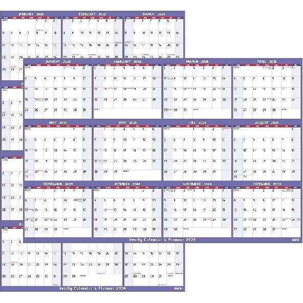2026 Dry Erase Calendar – Large Yearly Wall calendar 2026, 38.2'' x 25.2'', 2-Side Reversible Calendar 2026, Vertical/Horizontal, Jan 2026 – Dec