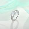 Double Band Heart CZ Ring 925 Silver 4 Prong Setting Paved Zircon Engagement Promise Wedding Ring for Ladies