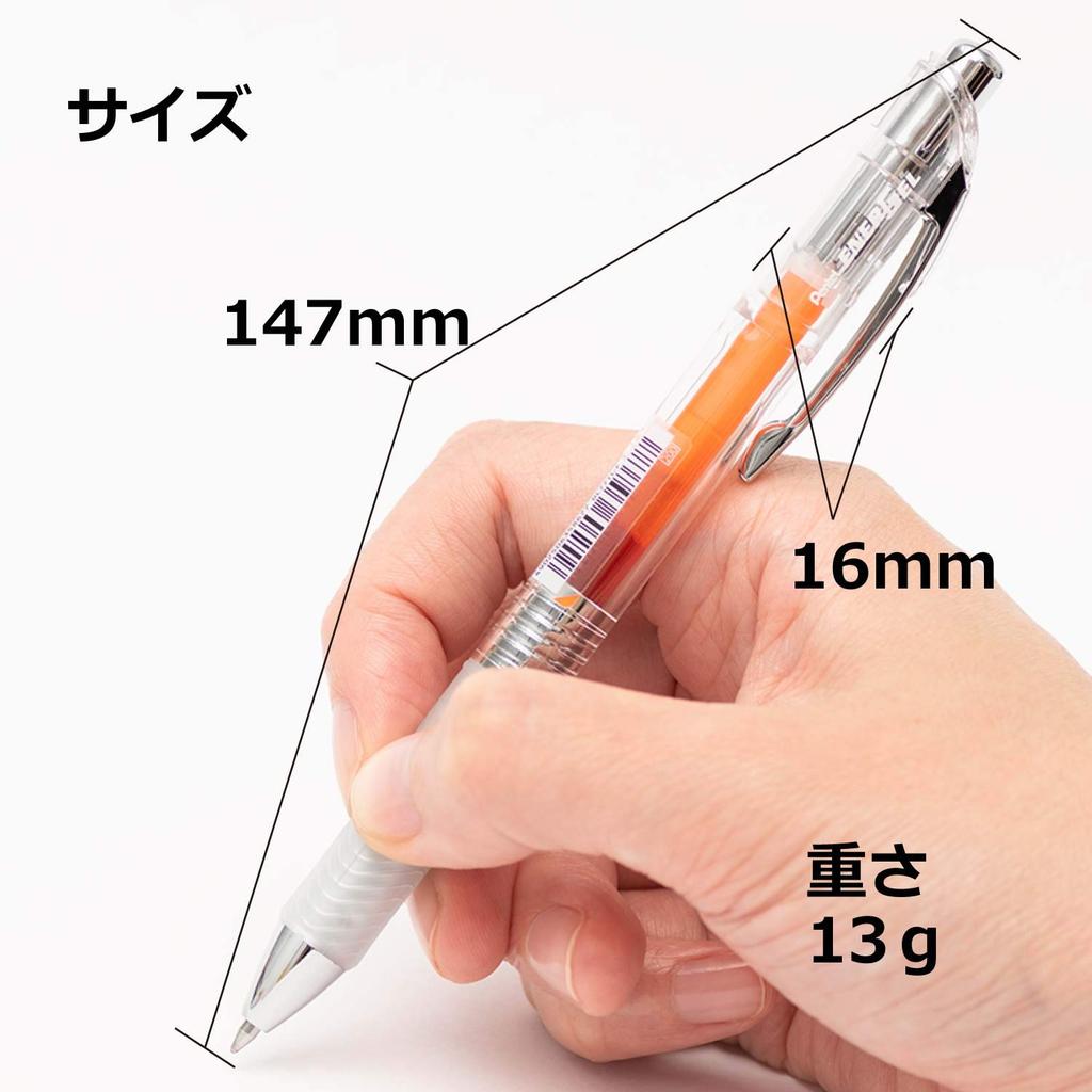 Шариковая ручка Pentel с гелевыми чернилами Energel Infree Clear Shaft Orange 10 шт. 0,7 мм BL77TL-F