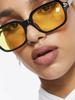 Vintage New Square Ins Yellow Sunglasses Women Personality Rice Nail Sun Glasses Frame Men Trend Catwalk Retro Glasses Uv400