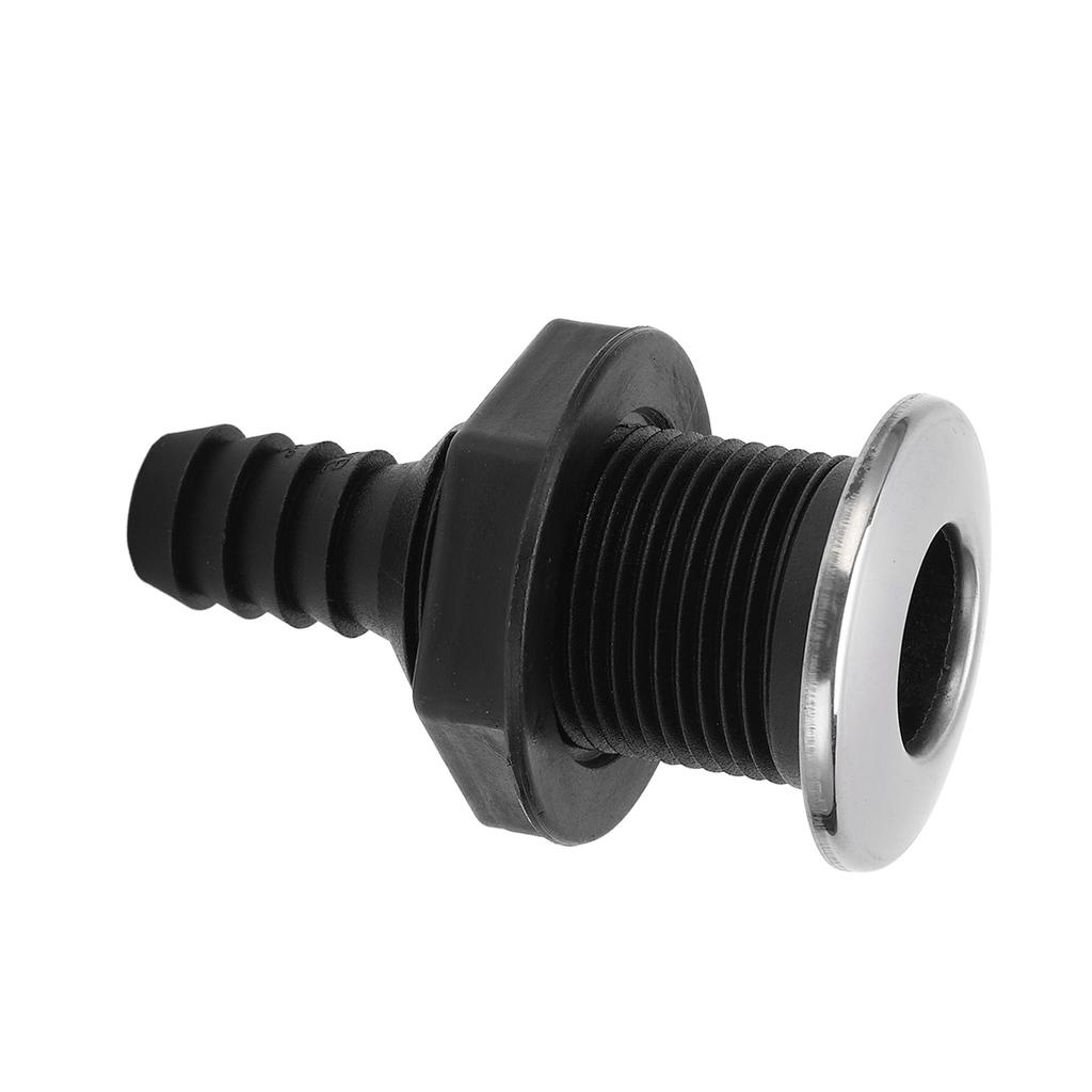 Лодочный 3 4-дюймовый сквозной шпигатный слив Прямой Черный с крышкой из нержавеющей стали 316 для яхт и кораблей