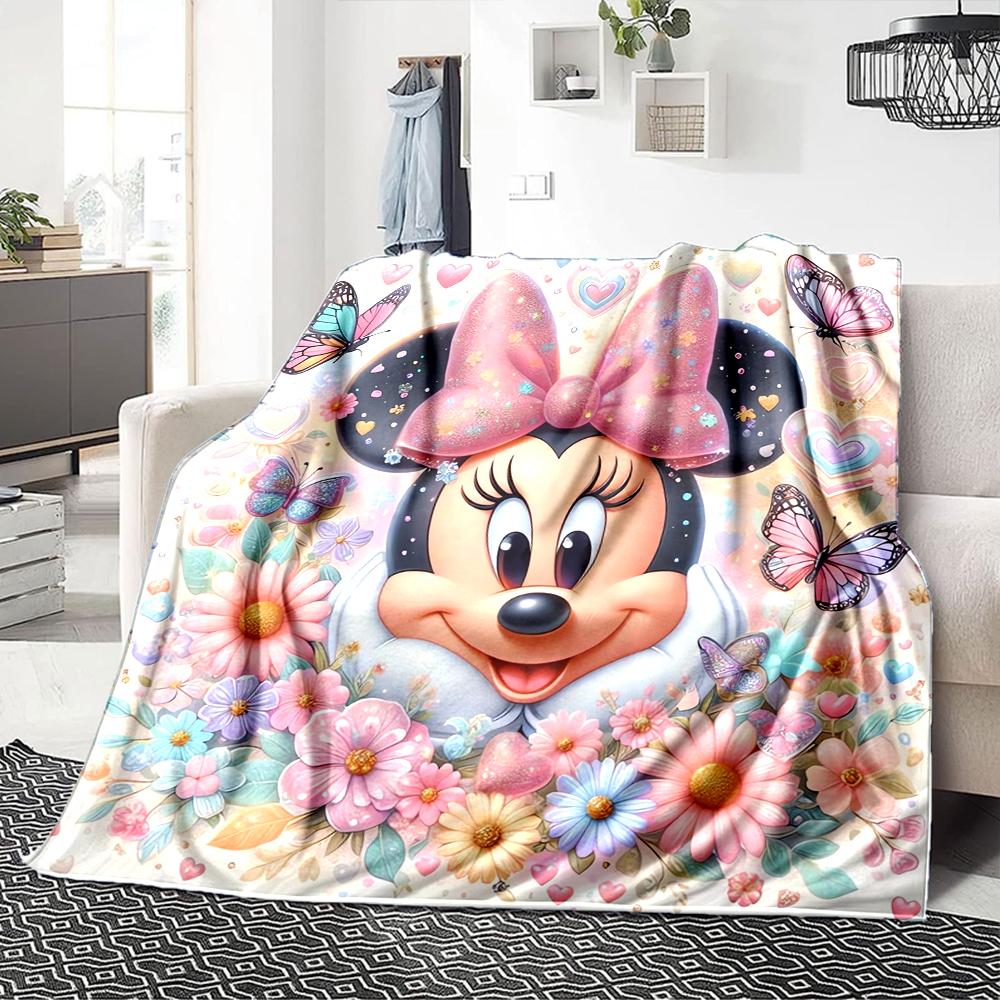 Minnie Mouse Floral Fantasy Blanket Soft Throw Blanket For Home Bedroom Bed Sofa Travel Office Solid Christmas Blanket