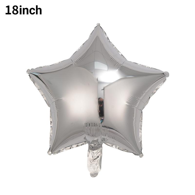 18-Inch Light Version Of Pentagram Aluminum Film Balloon Solid Color Star Balloon Aluminum Foil Birthday Party Decoration Arrangement
