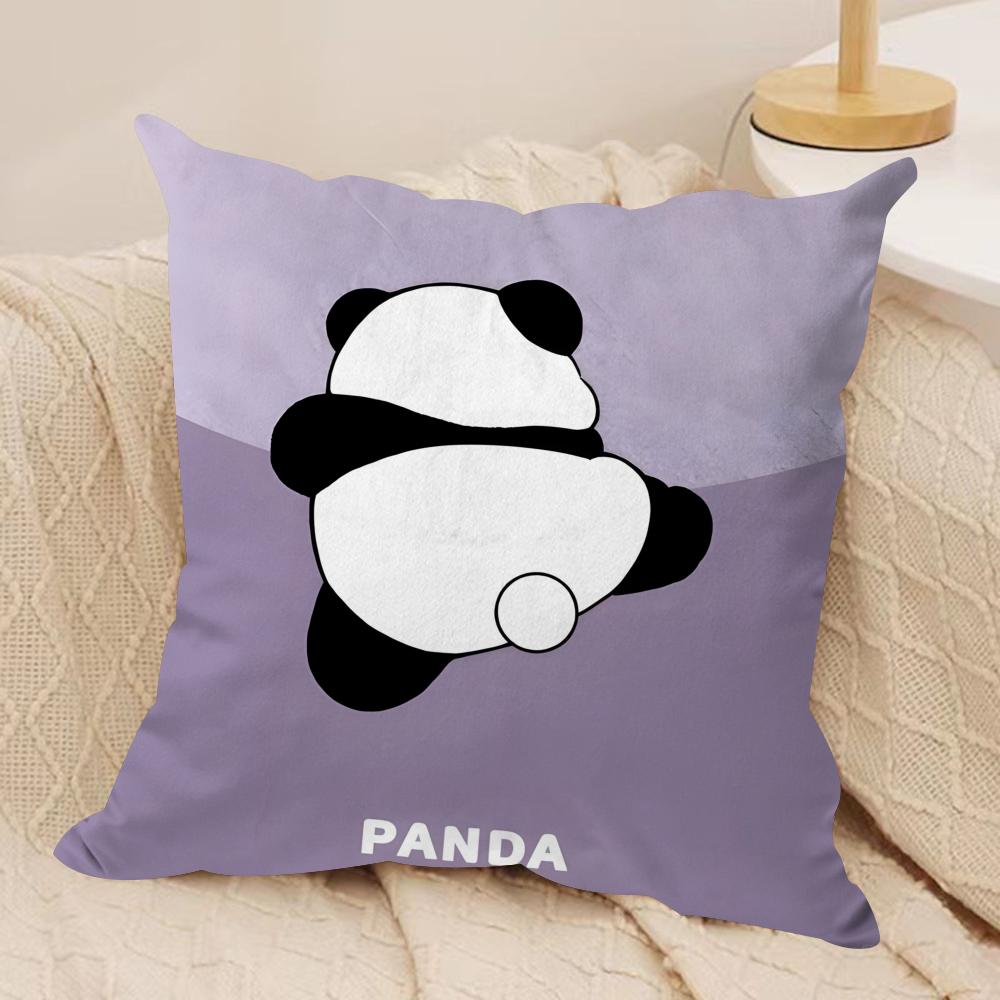 Lovely Panda Cushion Cover Soft Plush Fabric Double-Sided Printed Sofa Cushion Cover For All Seasons Home Decor Gift