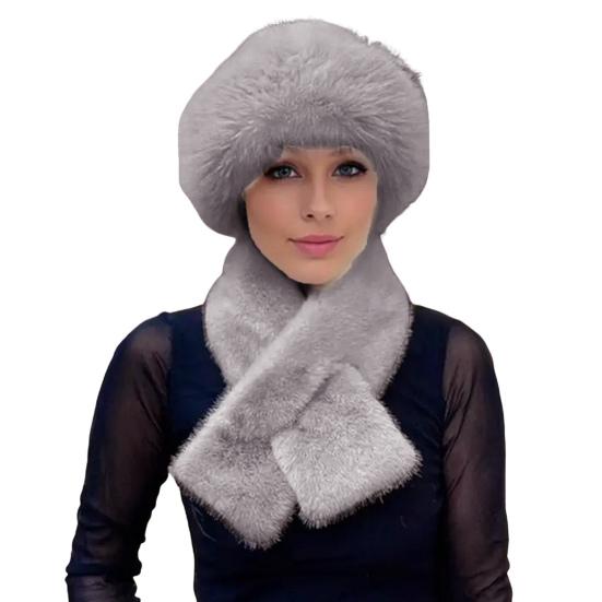 2 Pcs/Set Men Winter Mongolian Hat Neck Warmer Thick Stretchy Solid