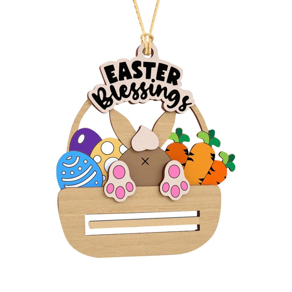 Easter Decoration, Hand Carved Cute Carrot Wallet Shaped Wooden Pendant 2D