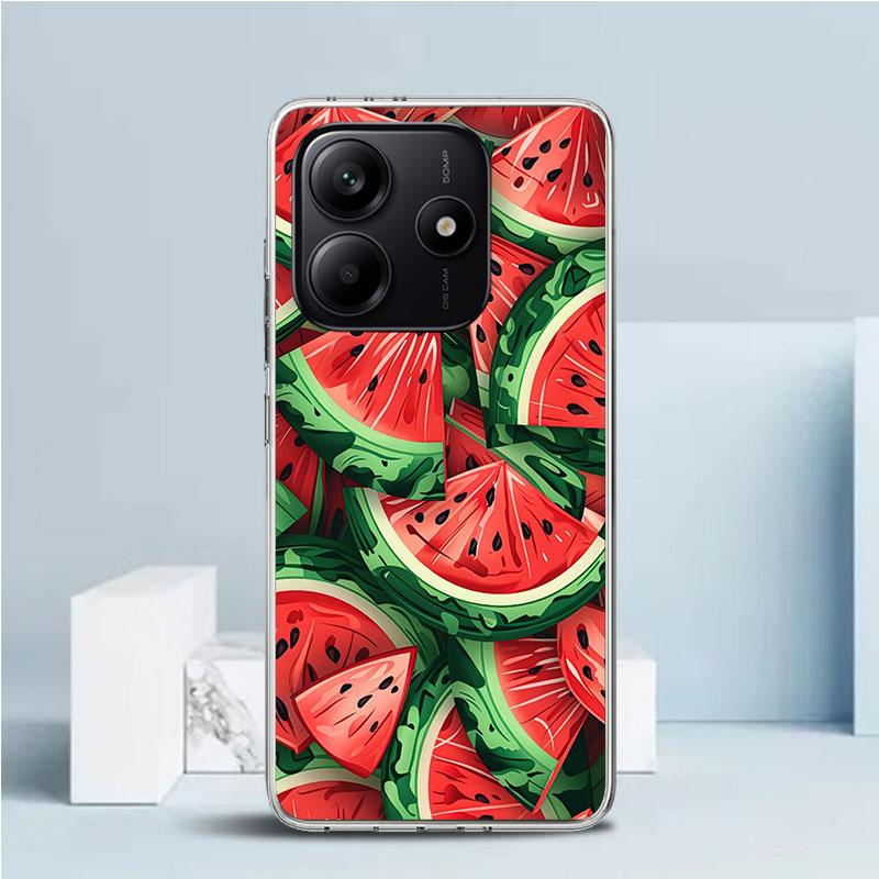 Летний арбузный чехол для телефона Xiaomi Redmi Note 15 14 14S 13 12S 12 Pro Plus 11S 11 11T 11E 10S 10 + Мягкая задняя крышка из ТПУ