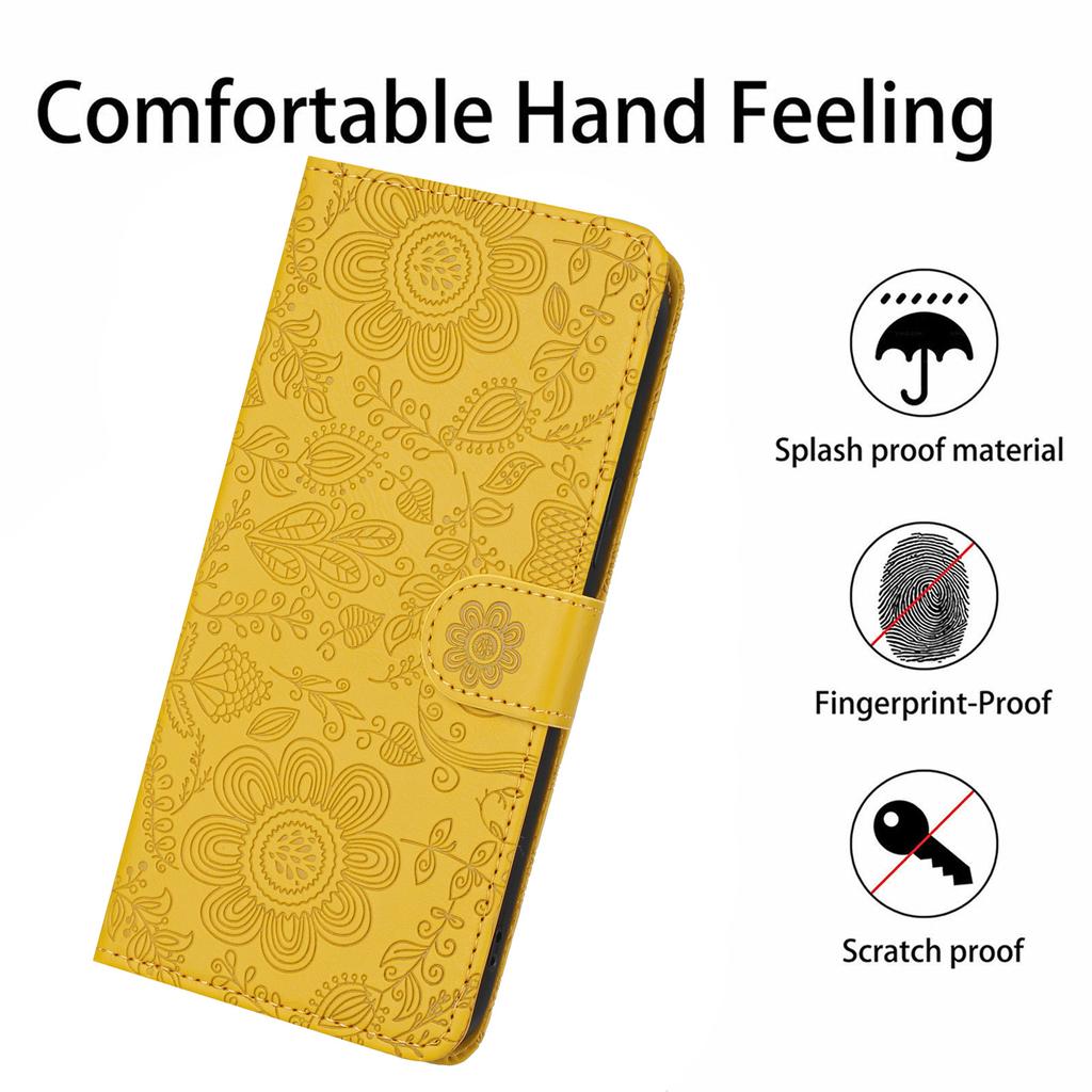 For Samsung Galaxy A37 5G Case Flower Imprint Leather Flip Wallet Phone Cover with Wrist Strap