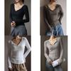 Minimalist Modale V Neck T Shirt For Women With Snake Bone Pattern For Autumn Winter Casual Wear
