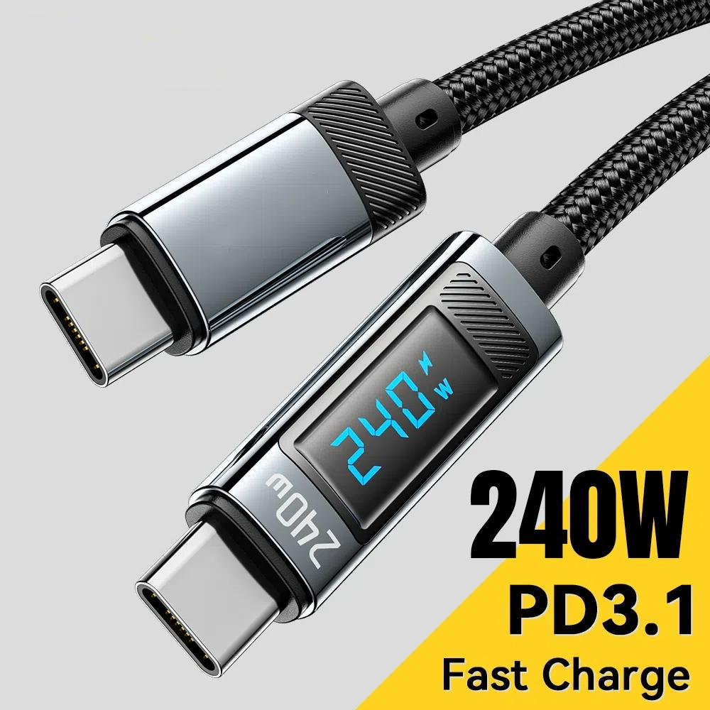 240 Вт USB Type C - USB C кабель 100 Вт PD 3.1 быстрая зарядка провод для Macbook Pro для Xiaomi для Samsung ноутбуков Andrio телефонов