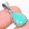 Natural Chrysoprase Gemstone 925 Solid Sterling Silver Gift Pendant 1.25" D2f50