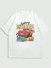 Disney Cars McQueen Men's Casual Cartoon Print Short Sleeve T-Shirt Summer Cotton Men's T-shirts Y2k Clothes Men's Clothing Tees