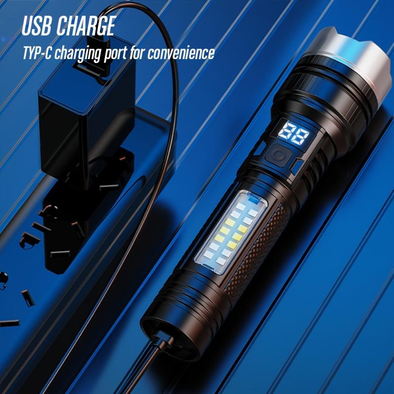 Сверхъяркий светодиодный фонарик перезаряжаемый с переменным зумом и красным/синим частотным миганием для кемпинга, рыбалки, семьи, чрезвычайных ситуаций, прочный