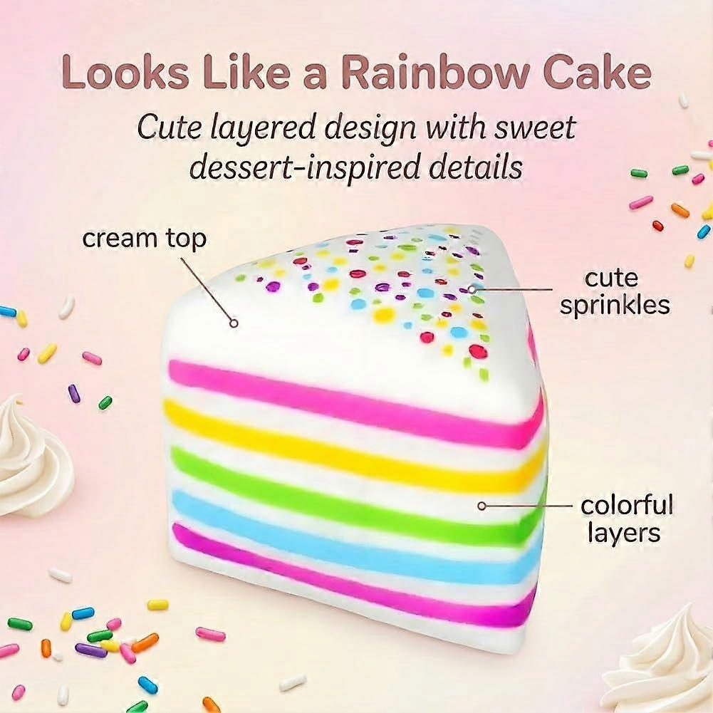 Rainbow Cake Squishy, Jumbo Slow Rising Squeeze Fidget Sensory Toy, Giant Layer Cake Slice Soft Stress Relief Squishy for Adults Birthday Gift Party F