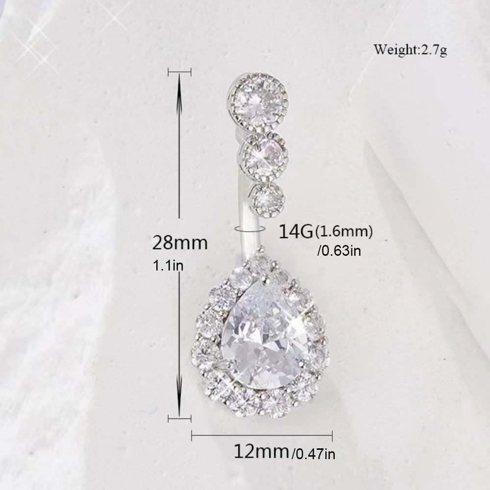 Stainless Steel Zircon Navel Ring Colorful Body Piercing Jewelry Fashion Belly Button Ring  Girl