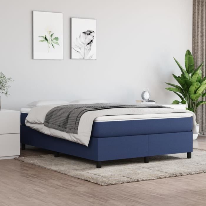VidaXL Lit à sommier tapissier avec matelas Bleu 140x190 cm Tissu - Modèle 3144421