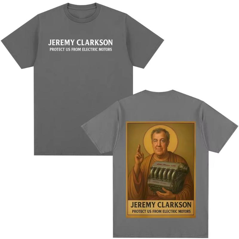 Jeremy Clarkson Protect Us From Electric Motor Injuries Tshirt Retro Unisexs and Unisexs Tshirt Fan Enthusiast Printed Top