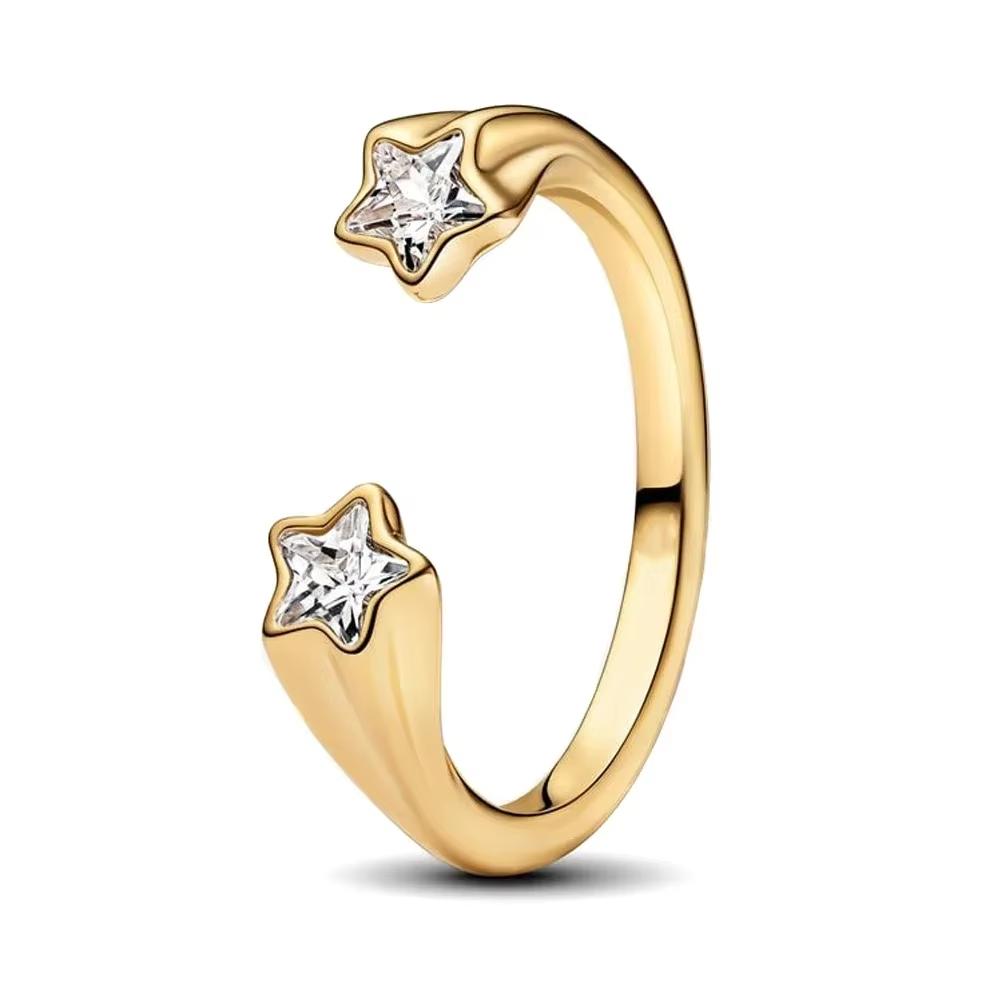 Luxury Original 925 Silver Heart Bow Pearl Flower Four Leaf Clover Ring fit Women's Fine Jewelry Valentine's Day Gifts