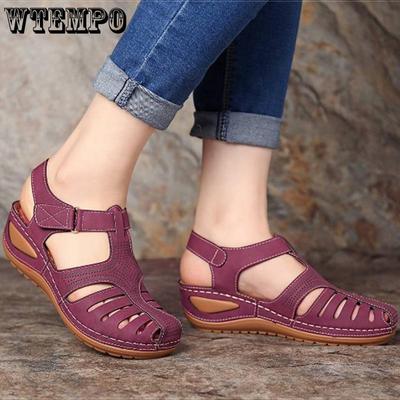 Женские сандалии, летняя обувь, женские сандалии на каблуке больших размеров, повседневная обувь на танкетке, обувь на платформе