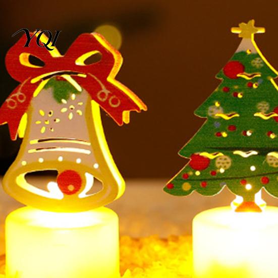 Holiday Party Scene Layout Props Christmas Electronic Candle, Flameless LED Candles, Warm Light Santa Claus Battery Operated Tabletop Decor