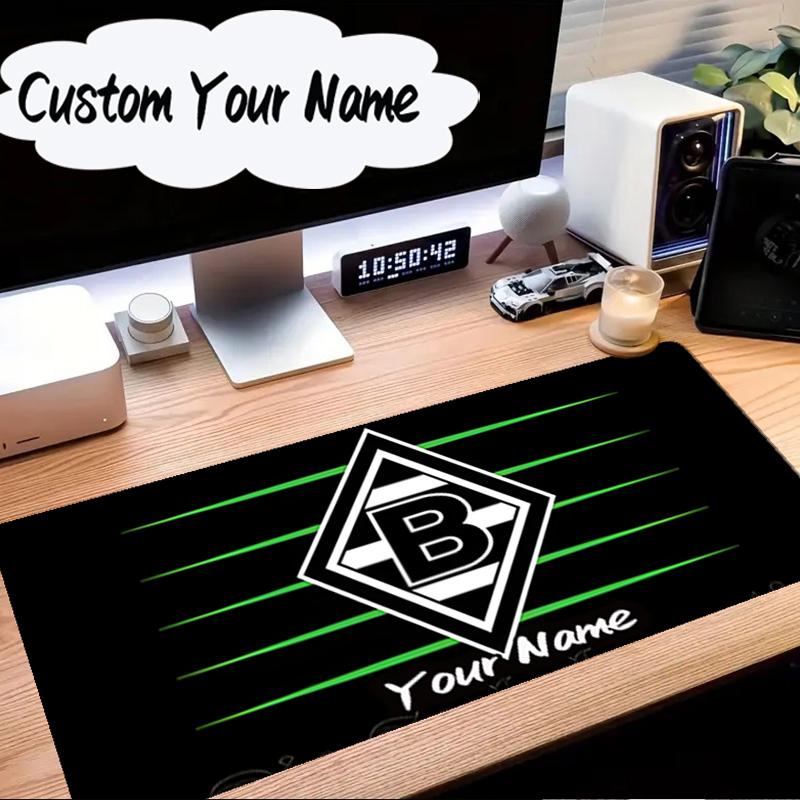 Custom Name Mouse pad Green And Silver Abstract Mouse Pad Desk Mat, Non-Slip Rubber Backer Pad For Computer Notebook Gaming Mouse Pad Birthday Gift
