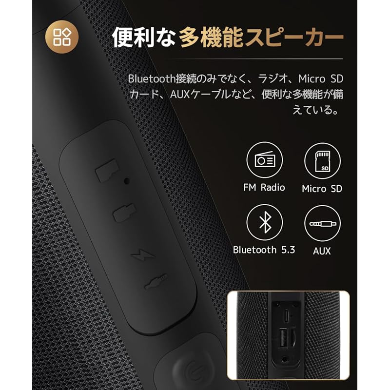 Bluetooth Speaker [2025 Latest Upgrade] Portable Speaker Small Size 24 Hours Continuous Playback Type C Rechargeable 5.3 Completely Wireless Stereo