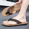 Summer New Men's Flip-flops Woven Personalized Fashion Versatile Outer Wear Toe Soft Bottom Beach Cool Slippers Men
