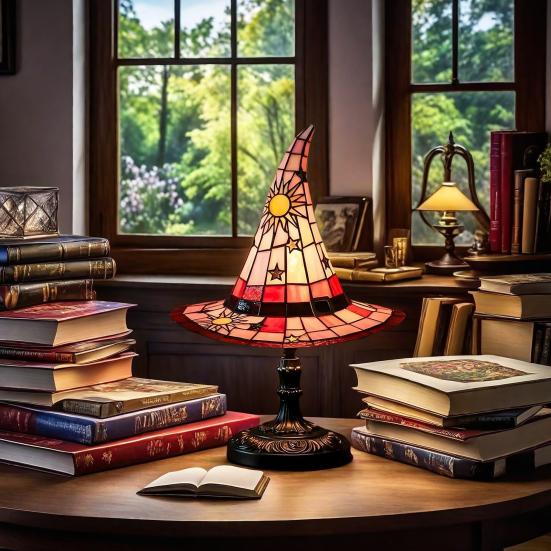 Лампа в виде шляпы ведьмы, светодиодный ночник, мягкое свечение, питание от батареек, светящийся на Хэллоуин, шляпа ведьмы, готический ночник, декор