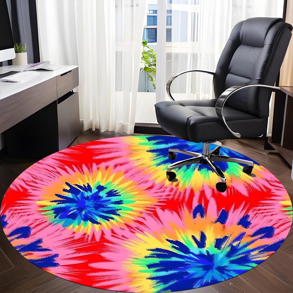 1PC Tie-Dye Pattern Chair Carpet for Office Non-Slip, Lightweight, Machine Washable Rug for Office, Sleeping, Room - Holiday DecorPolyester,