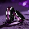 Кольца из нержавеющей стали 8 мм для мужчин и женщин, кольцо с высокой полировкой и инкрустацией фиолетовой раковиной абалона, мужские украшения для свадебной вечеринки