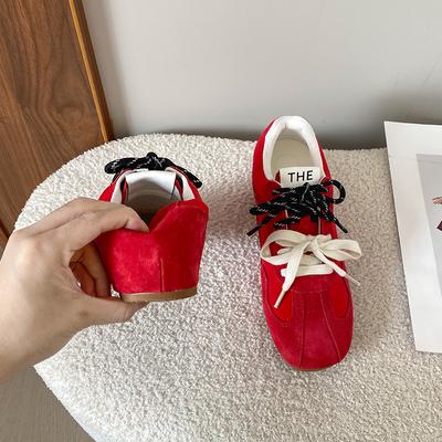 Женские тренировочные туфли на мягкой подошве с квадратным носком, матовые, в стиле «Форрест Гамп», с цветовой блокировкой, ретро, с круглым носком, кожаные, на плоской подошве, повседневные кеды для скейтборда, новинка 2025