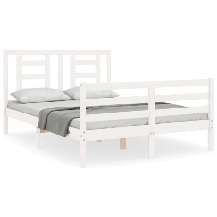VidaXL Bed Frame with Headboard White 120x200 Cm Solid Wood 3194697
