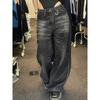 Vintage Black Wide Leg Jeans Women Oversized High Street Korean Fashion Baggy Denim Trousers Grunge Y2k Female Hip Hop