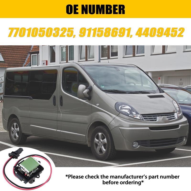 Для Renault Trafic Mk2 2001-2018 Vauxhall Opel Vivaro A Резистор вентилятора отопителя Мотор вентилятора Сопротивление 7E095926 Автоаксессуары
