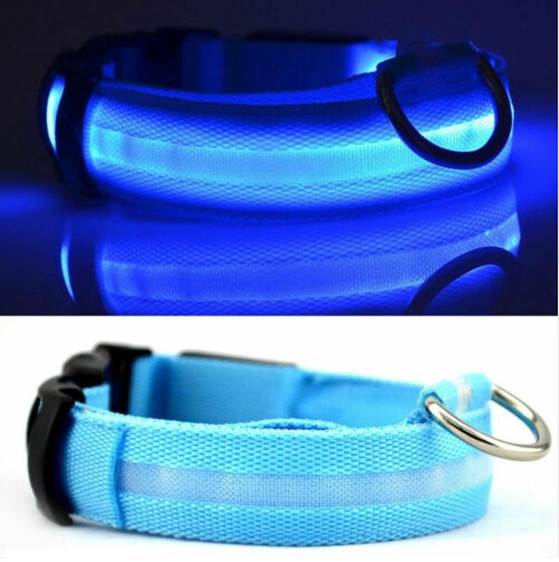 Светодиодный ошейник для собак, мигающий светящийся регулируемый защитный свет, нейлоновая бирка