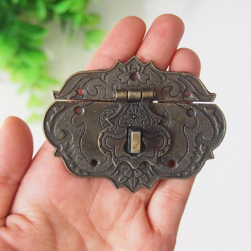 1Pc Vintage Antique Wooden Case Jewelry Gift Box Decor Hasp Latch Hook Hardware