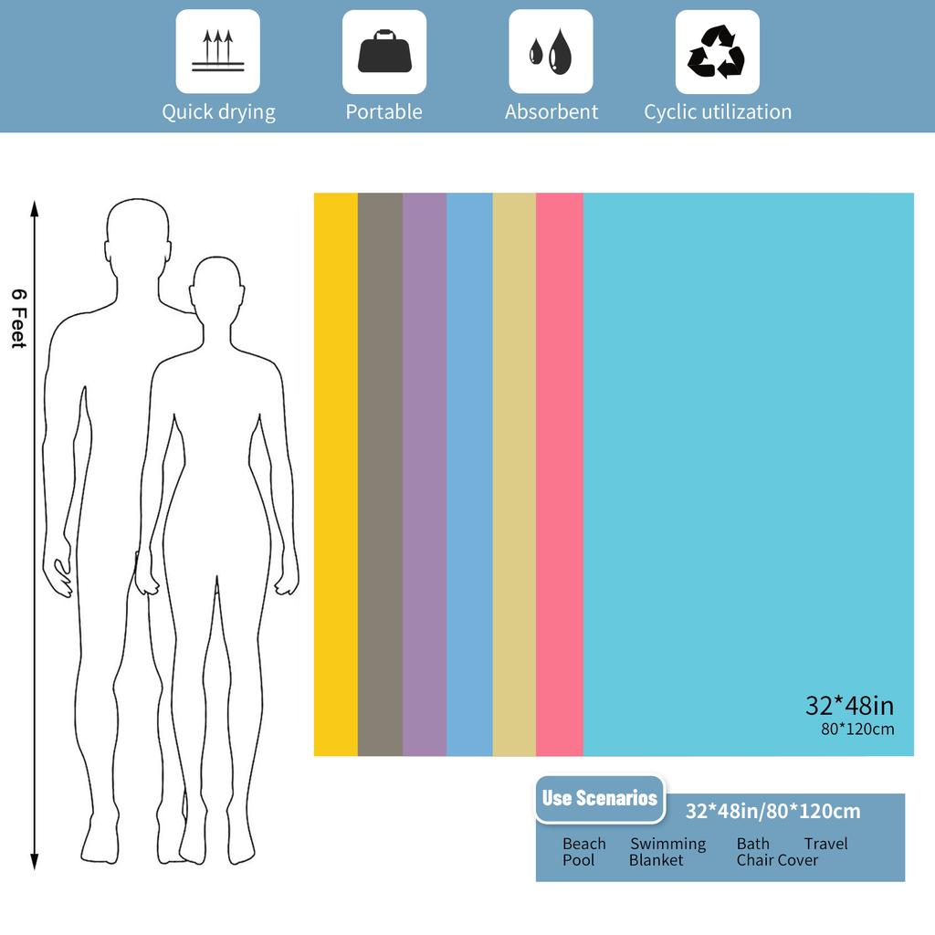 Hiturb Outdoor Travel Round Cloth Bag Packaging Quick Drying Towel Absorbent Quick Drying Lightweight Portable Beach Running