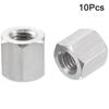 10Pcs Silver Tone Hex Coupling Nuts 304 Stainless Steel Metric Size Durabl Hex Rod Coupling Nut
