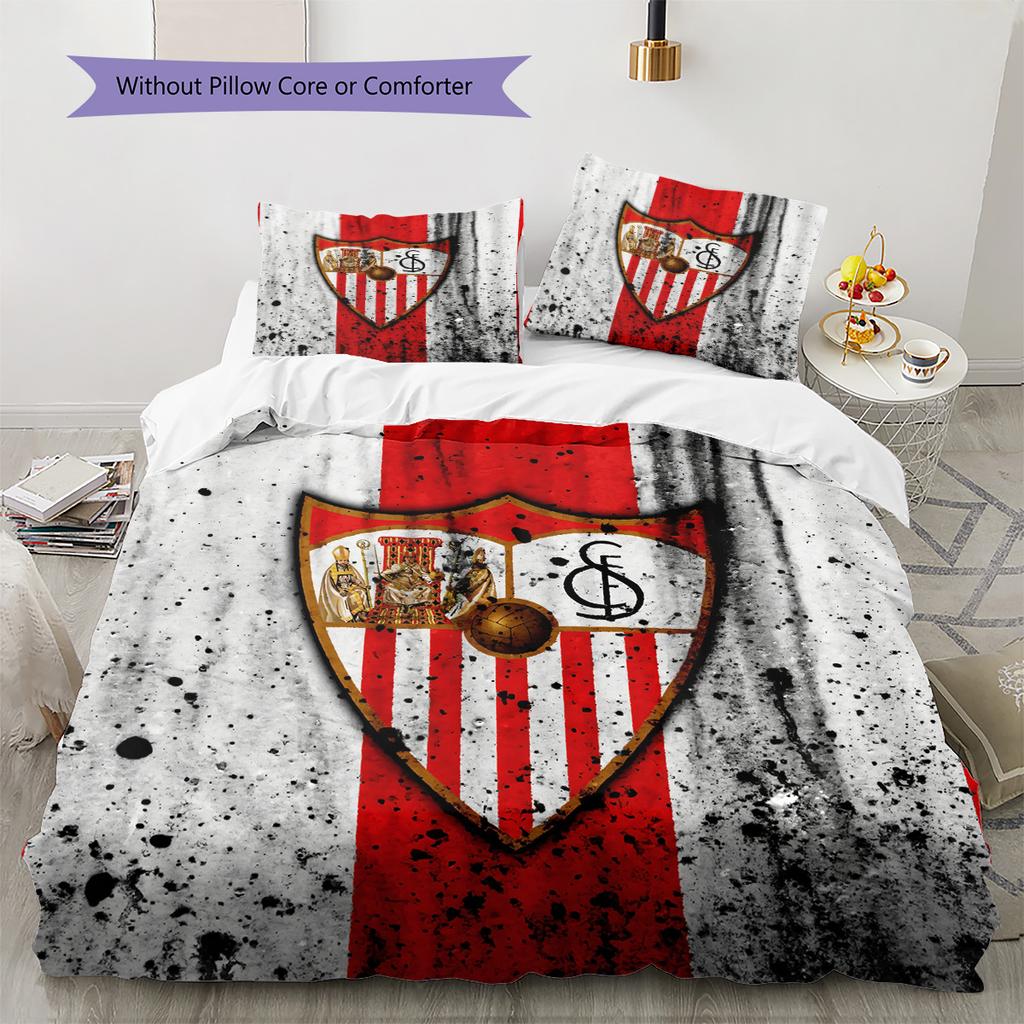 Sevilla FC Pattern Bedding Quilt Set Home Decoration Gift (1 * duvet cover + 2 * pillowcase without core)