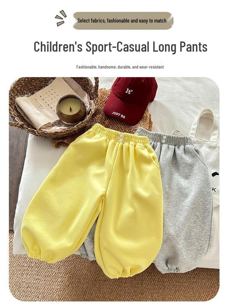 Children's Spring/Autumn Sporty Sweatpants - Unisex, Loose Fit, Versatile and Stylish Korean Baby Trousers