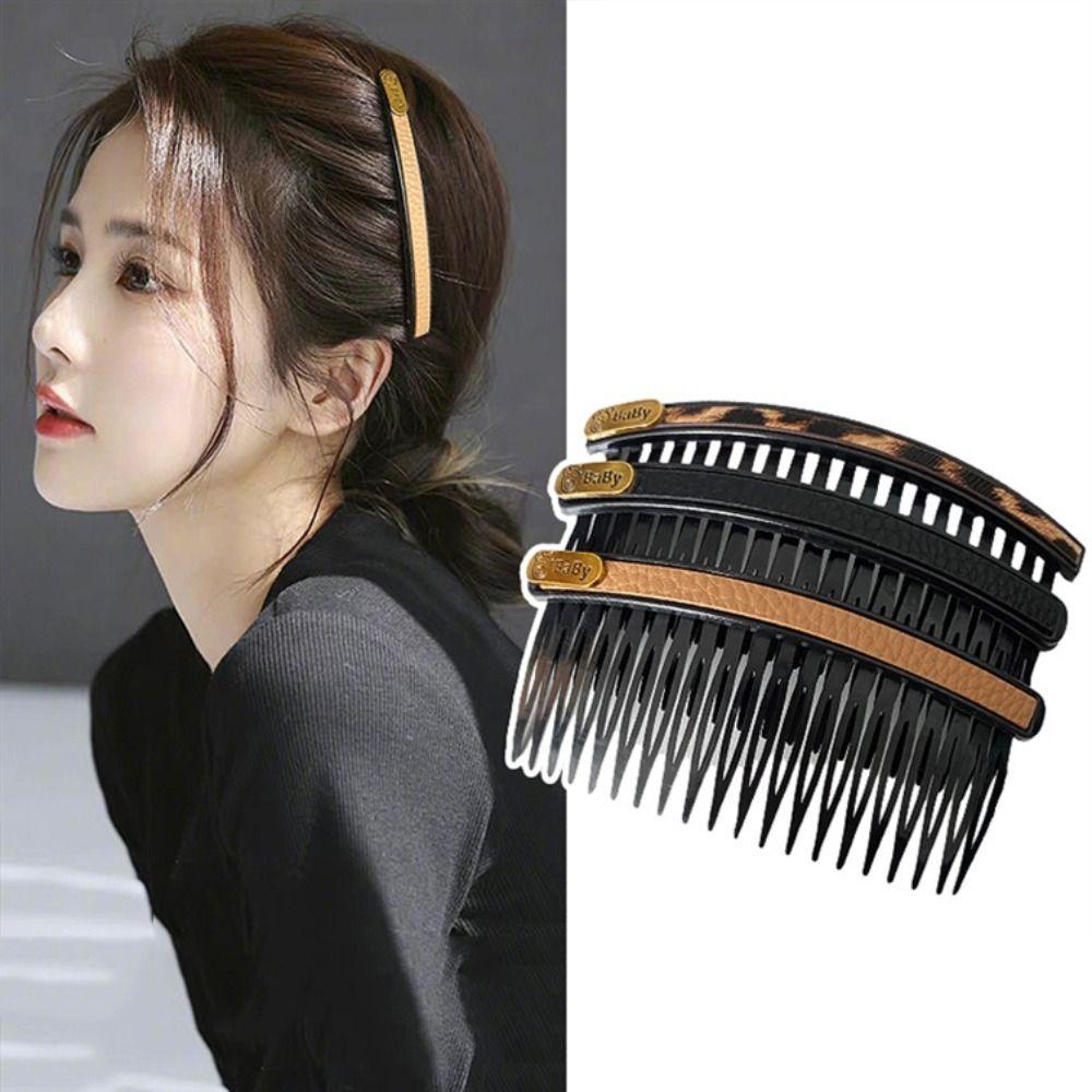 Leather Fixed Combs Teeth Invisible Extra Hair Holder Cute Hair Styling Comb Daily