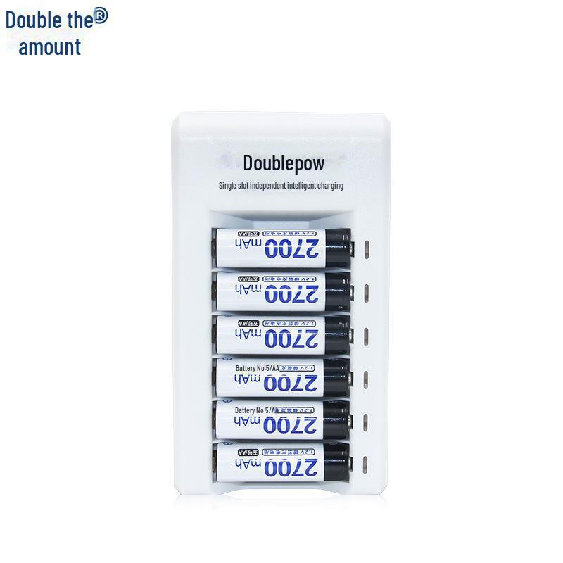 Интеллектуальное зарядное устройство на 6 слотов с 6 перезаряжаемыми батареями 2700AA напряжением 1,2 В