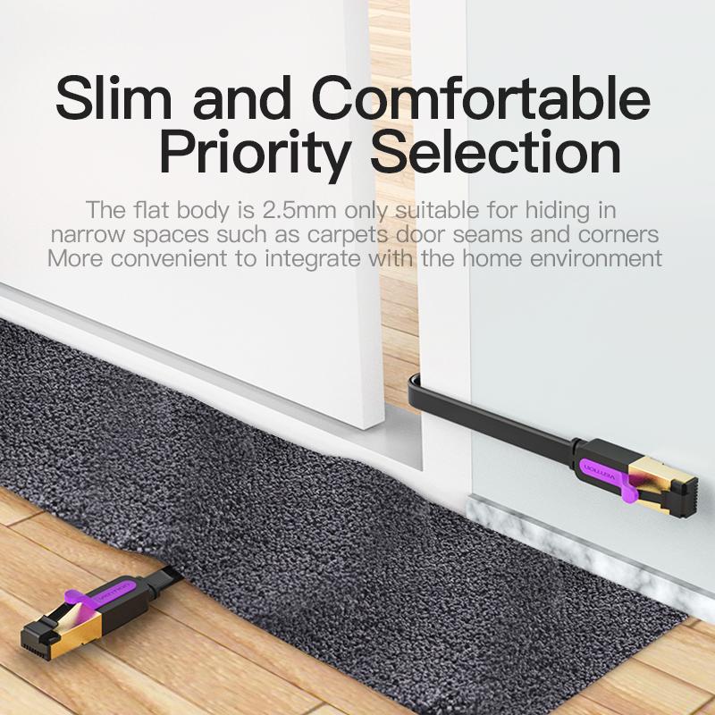 Vention Ethernet-кабель RJ45, плоский сетевой кабель Cat7 UTP для беспроводного маршрутизатора ПК, 1 м, 2 м, 3 м, 5 м, 8 м, 10 м, 15 м