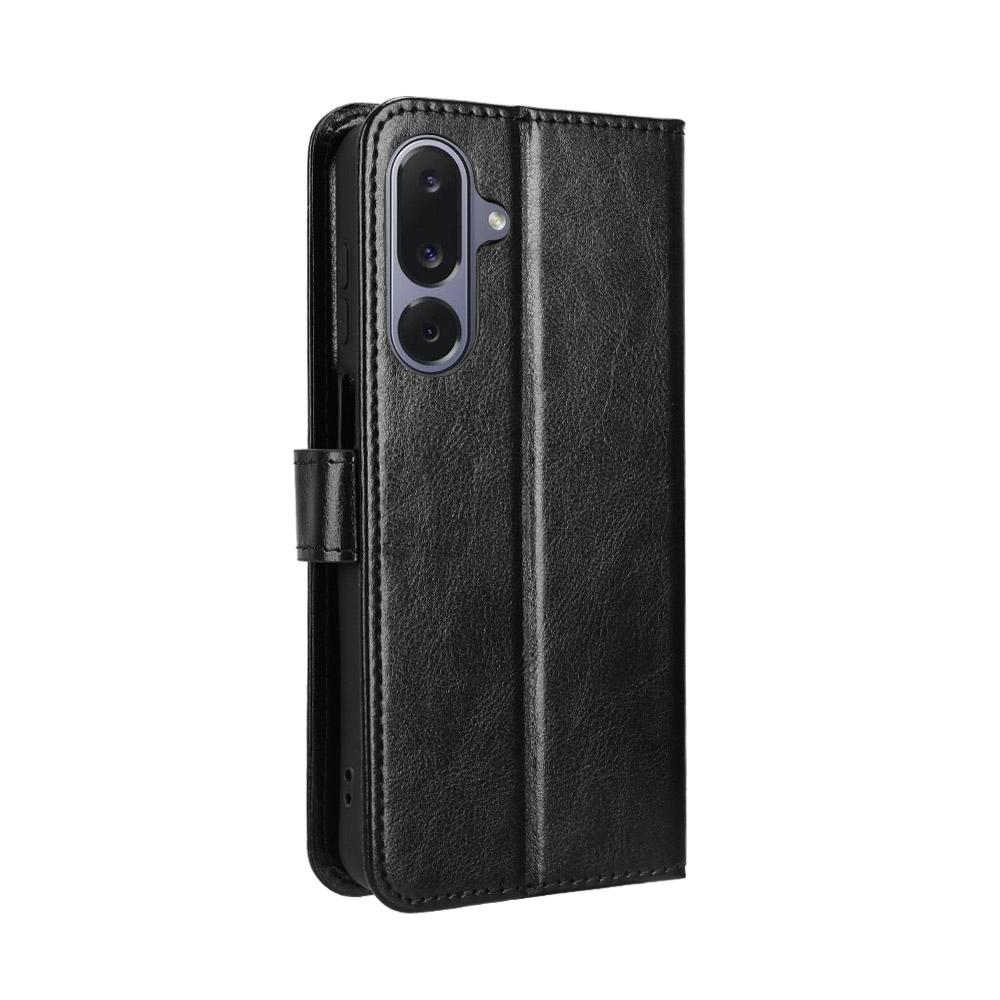 For Samsung Galaxy M36 5G PU Leather Case with Strap Crazy Horse Texture Phone Wallet Cover