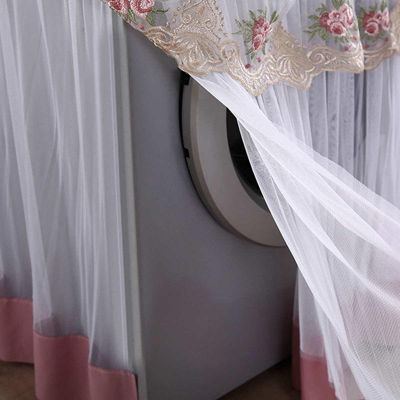 Lace Washing Machine Cover Dustproof Embroidery Floral Home Decor Protector Washing Machine Covers