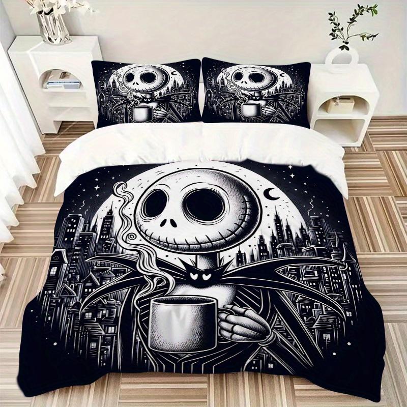 3pcs Night Sky Jack Bedding Set - Includes 1 Quilt Cover and 2 Pillowcases, Comfortable Bedding with Stylish Design for Bedroom, Machine Washable