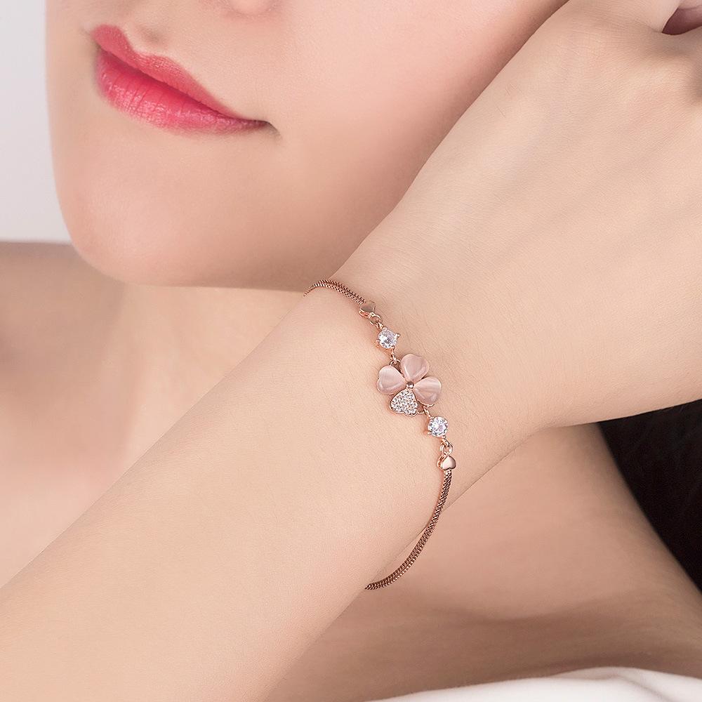 Корейская версия Love Sweet Four Leaf, модный серебряный браслет с травой Lucky Leaf, женский ремесленный браслет